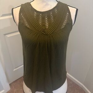 Lucky Brand Olive Lace Detail Blouse